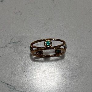 Tiffany & Co Elsa Peretti double wire 18k and emerald ring sz 5.5